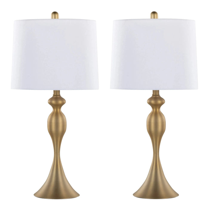 Ashland 27' Contemporary Metal Table Lamp in Gold Metal with White Linen Shade from Grandview Gallery by LumiSource - Set of 2 Default -DTYStore