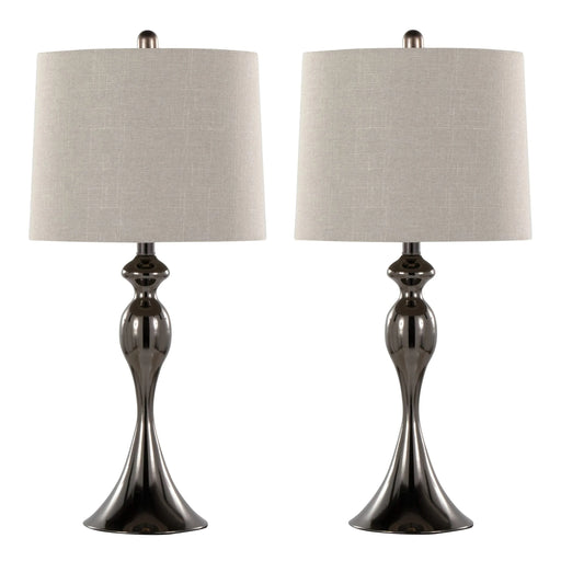 Ashland 27' Contemporary Metal Table Lamp in Gun Metal with Light Grey Textured Slub Linen Shade from Grandview Gallery by LumiSource - Set of 2 Default -DTYStore