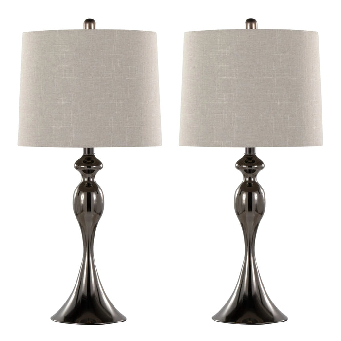 Ashland 27' Contemporary Metal Table Lamp in Gun Metal with Light Grey Textured Slub Linen Shade from Grandview Gallery by LumiSource - Set of 2 Default -DTYStore