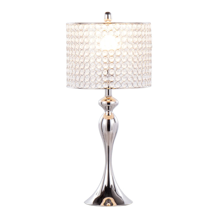 Ashland 27' Contemporary Metal Table Lamp in Polished Nickel with Round Clear K9 Crystal Beads and Polished Nickel Shade from Grandview Gallery by LumiSource - Set of 2 Default -DTYStore