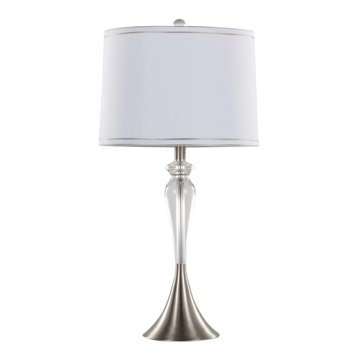 Ashland 28' Contemporary Crystal Table Lamp in Clear Crystal, Brushed Nickel and White Linen Shade with Silver Trim from Grandview Gallery by LumiSource - Set of 2 Default -DTYStore