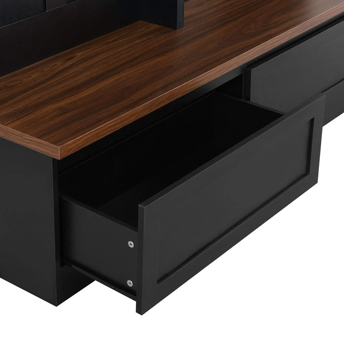 [Assembly Video] Farmhouse 4-in-1 Hall Tree with Wood Grain Bench, Mudroom Versatile Coat Rack with 2 Large Drawer, Entrance Organizer for Hallway, Living Room, Black, 55.9'W (Same as N721P205660) Default -DTYStore