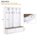[Assembly Video] Farmhouse 4-in-1 Hall Tree with Wood Grain Bench, Mudroom Versatile Coat Rack with 2 Large Drawer, Large Entrance Organizer with 6 Black Hooks for Hallway, Living Room, White, 55.9'W Default -DTYStore