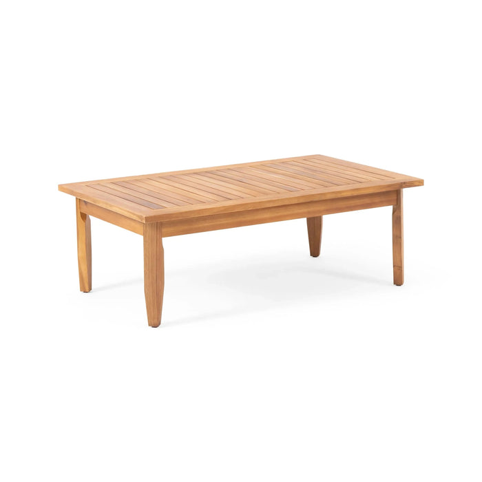 Aston Teak Brown 2-Piece Wood Outdoor Patio Conversation Seating Set with Cream Cushions Default -DTYStore