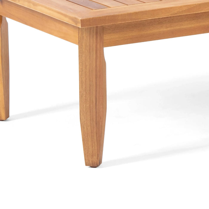 Aston Teak Brown 2-Piece Wood Outdoor Patio Conversation Seating Set with Cream Cushions Default -DTYStore