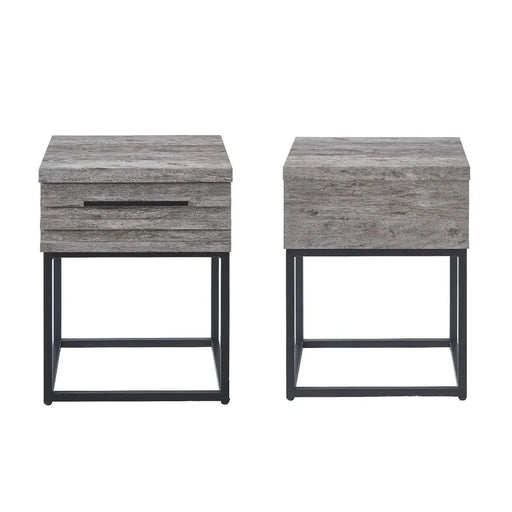 Astral 3-Piece Upholstered Bedroom Set, Tufted Wingback Bed with Two Gray Nightstands Default -DTYStore