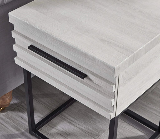 Astral 3-Piece Upholstered Bedroom Set, Tufted Wingback Bed with Two White Nightstands Default -DTYStore