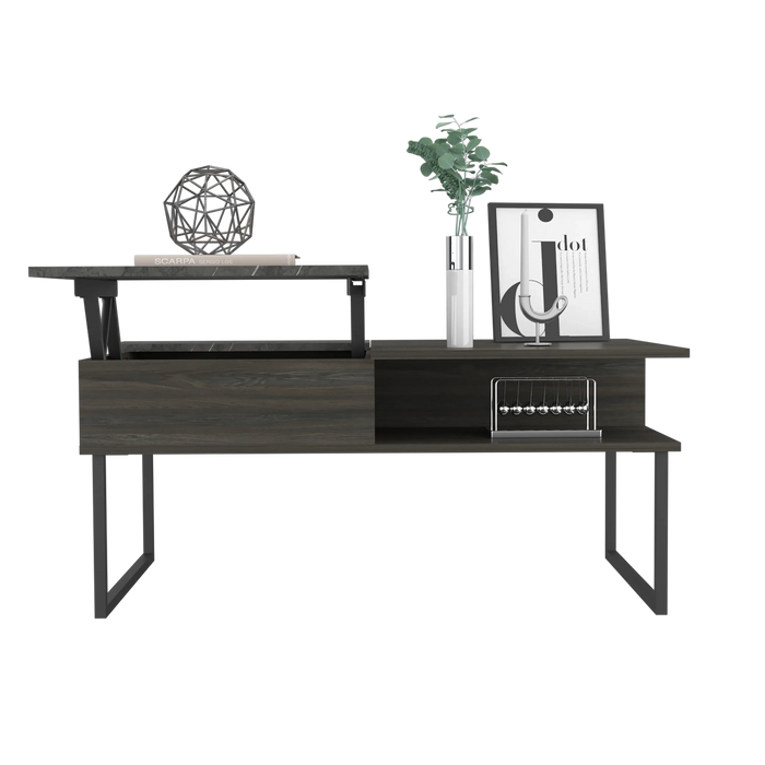 Atlanta Lift Top Coffee Table, One Shelf, Carbon Espresso / Onyx Default -DTYStore