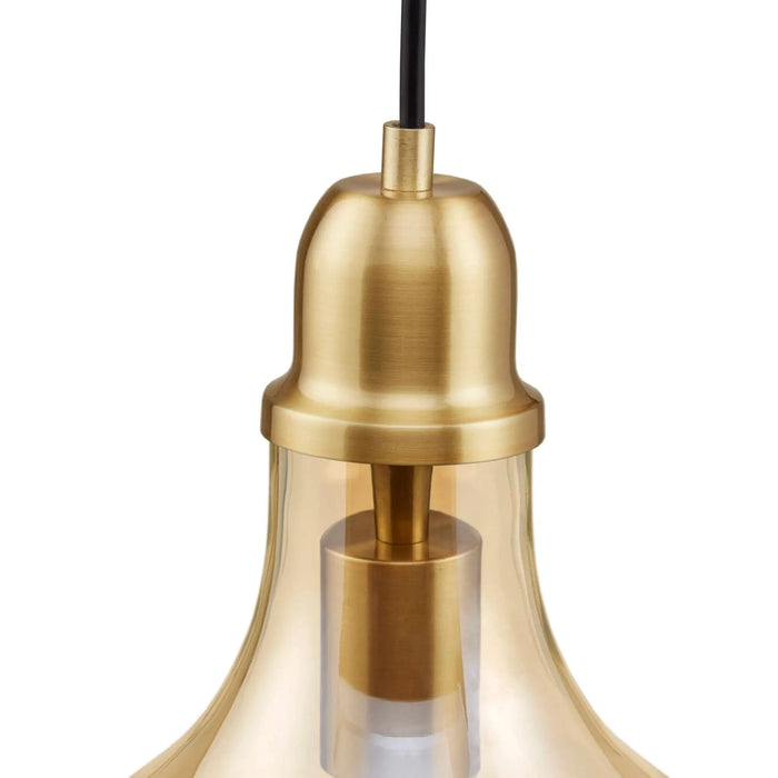 Auburn Bell Shaped Hanging Glass Pendant Light Gold/Amber Dia.9' Default -DTYStore