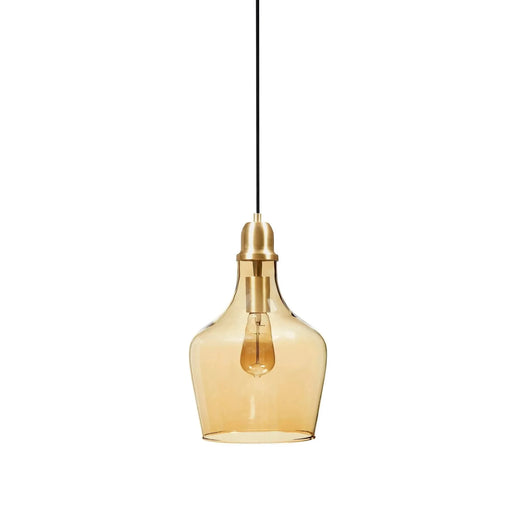 Auburn Bell Shaped Hanging Glass Pendant Light Gold/Amber Dia.9' Default -DTYStore