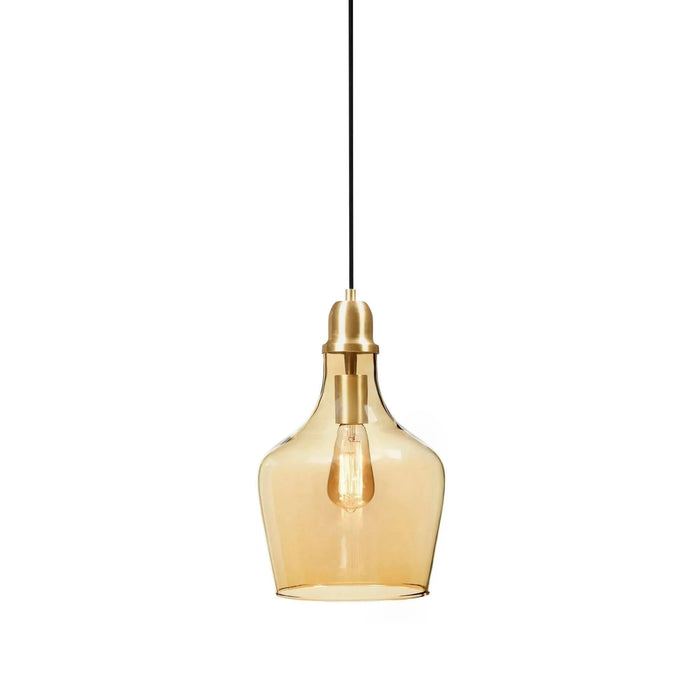 Auburn Bell Shaped Hanging Glass Pendant Light Gold/Amber Dia.9' Default -DTYStore