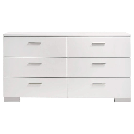 August Glossy White 6-piece Panel Bedroom Set Default -DTYStore