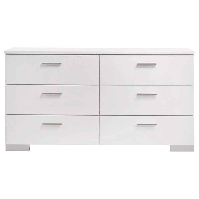 August Glossy White 6-piece Panel Bedroom Set Default -DTYStore