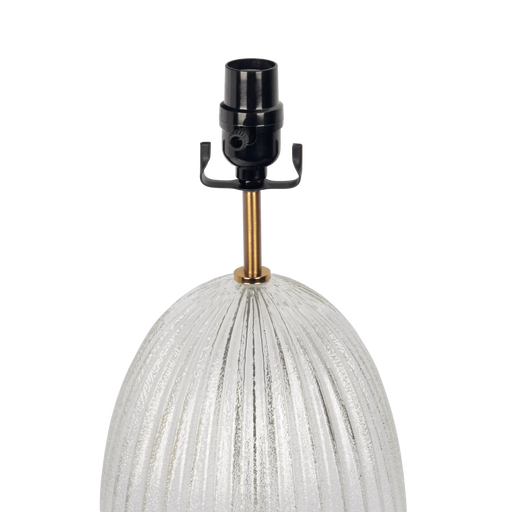 Aurora Ribbed Glass Lamp Base Clear Table Lamp Large Linen Shade Default -DTYStore