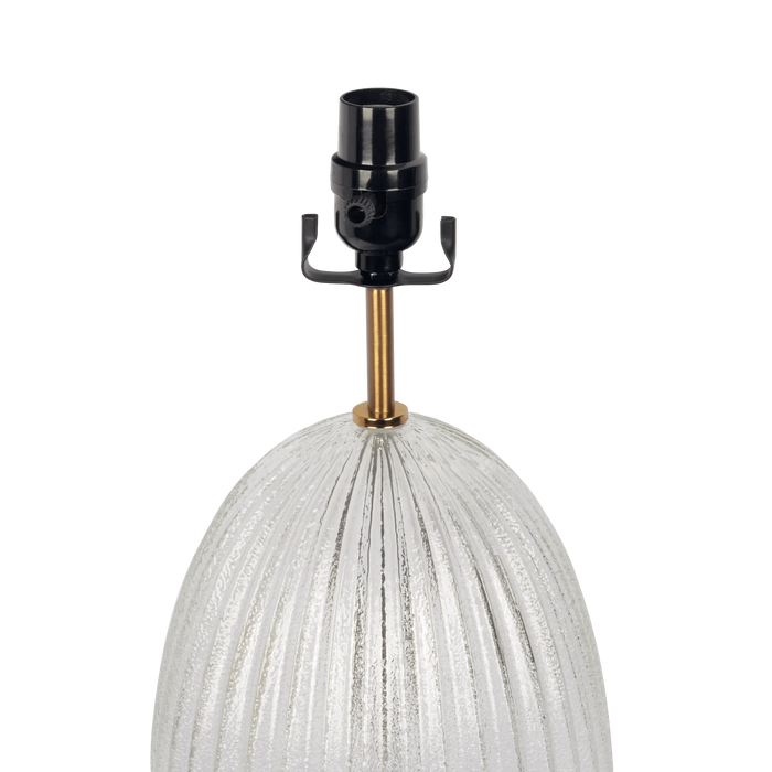 Aurora Ribbed Glass Lamp Base Clear Table Lamp Large Linen Shade Default -DTYStore