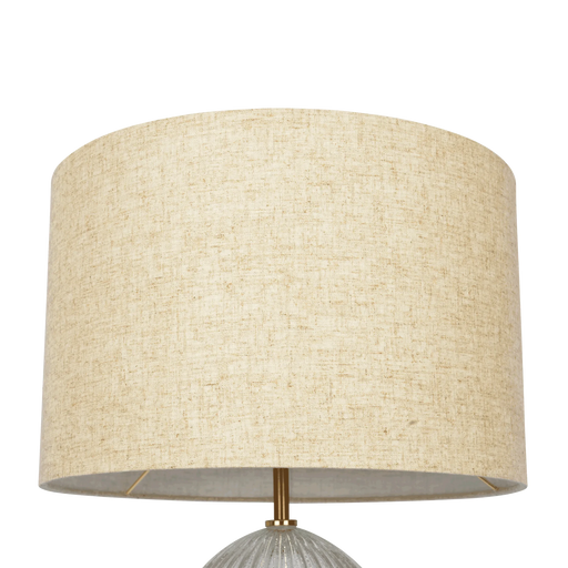 Aurora Ribbed Glass Lamp Base Clear Table Lamp Large Linen Shade Default -DTYStore