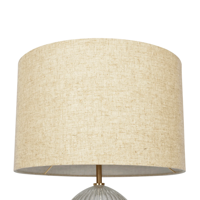 Aurora Ribbed Glass Lamp Base Clear Table Lamp Large Linen Shade Default -DTYStore