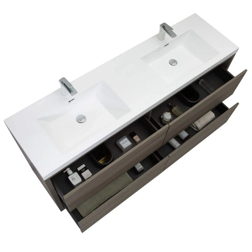 BATHIN 72' Freestanding Bathroom Vanity with Sink, Bathroom Storage Vanity Cabinet with Stone Resin Countertop and Soft Close Drawers, Ash Grey 24V14-72AG Default -DTYStore