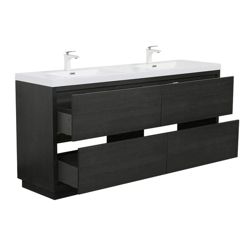BATHIN 72' Freestanding Bathroom Vanity with Sink, Bathroom Storage Vanity Cabinet with Stone Resin Countertop and Soft Close Drawers, Espresso Wood 24V14-72EW Default -DTYStore
