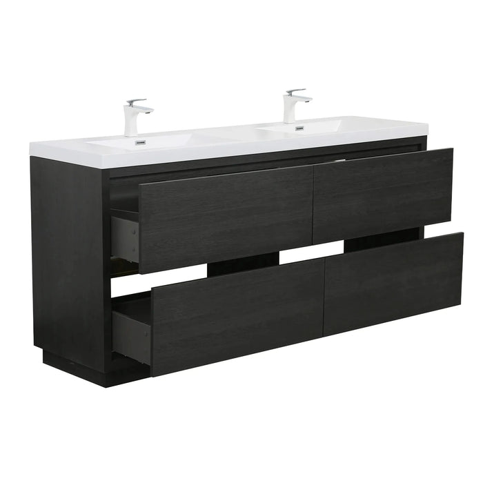 BATHIN 72' Freestanding Bathroom Vanity with Sink, Bathroom Storage Vanity Cabinet with Stone Resin Countertop and Soft Close Drawers, Espresso Wood 24V14-72EW Default -DTYStore