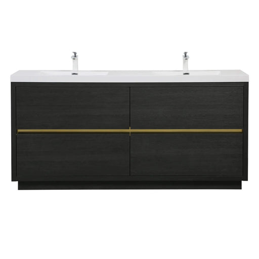 BATHIN 72' Freestanding Bathroom Vanity with Sink, Bathroom Storage Vanity Cabinet with Stone Resin Countertop and Soft Close Drawers, Espresso Wood 24V14-72EW Default -DTYStore