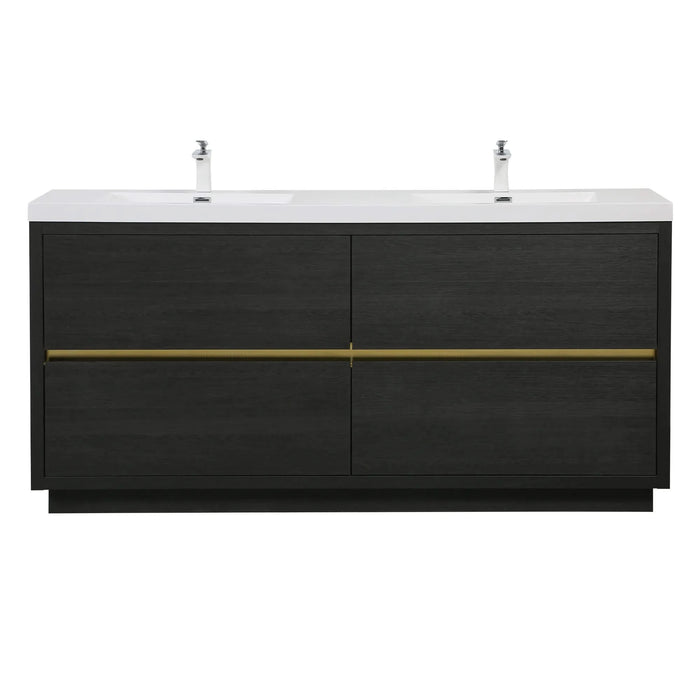 BATHIN 72' Freestanding Bathroom Vanity with Sink, Bathroom Storage Vanity Cabinet with Stone Resin Countertop and Soft Close Drawers, Espresso Wood 24V14-72EW Default -DTYStore