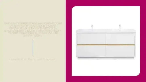 BATHIN 72' Freestanding Bathroom Vanity with Sink, Bathroom Storage Vanity Cabinet with Stone Resin Countertop and Soft Close Drawers, Glossy White 24V14-72GW -DTYStore