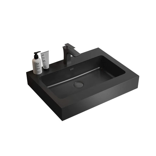 BB02-24-109, Integrated engineered quartz basin WITHOUT drain and faucet, matt black color Default -DTYStore