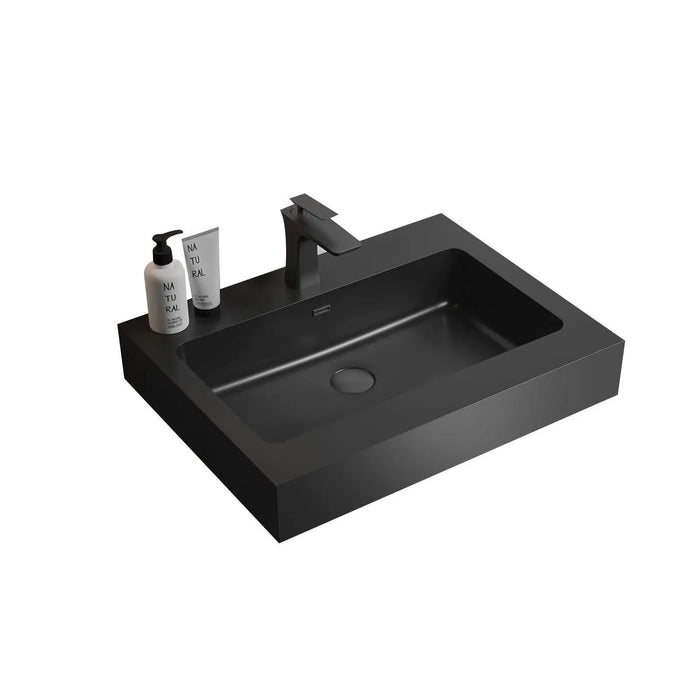 BB02-24-109, Integrated engineered quartz basin WITHOUT drain and faucet, matt black color Default -DTYStore