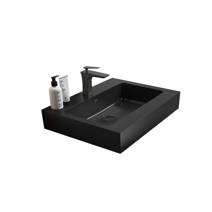 BB02-24-109, Integrated engineered quartz basin WITHOUT drain and faucet, matt black color Default -DTYStore