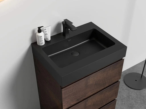 BB02-24-109, Integrated engineered quartz basin WITHOUT drain and faucet, matt black color Default -DTYStore