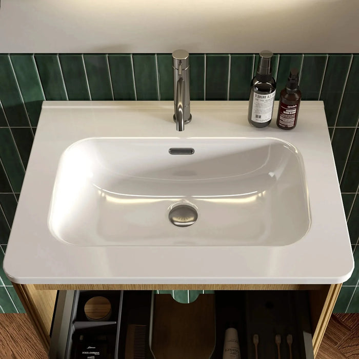 BB04-30-301, Integrated white ceramic basin, drain not included Default -DTYStore