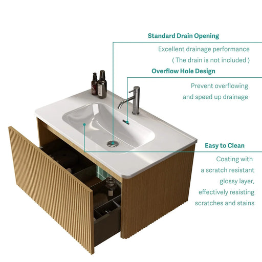 BB04-30-301, Integrated white ceramic basin, drain not included Default -DTYStore