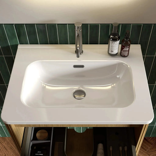 BB0424Y301, Integrated glossy white ceramic basin, drain and faucet not included Default -DTYStore