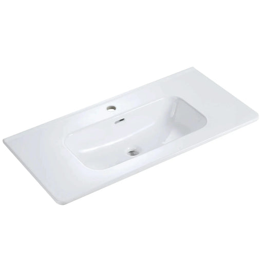 BB0436Y301, Integrated white ceramic basin, drain assembly NOT included Default -DTYStore