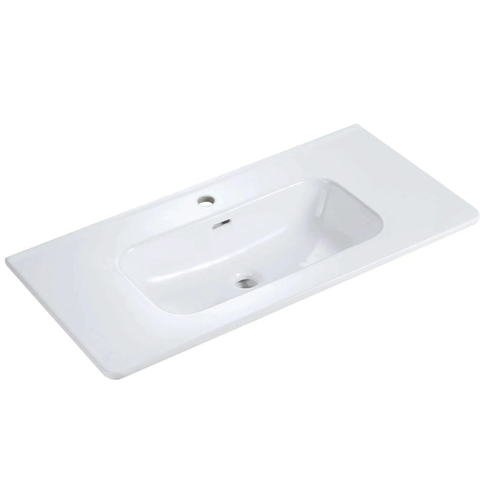BB0436Y301, Integrated white ceramic basin, drain assembly NOT included Default -DTYStore