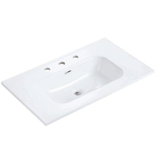BB0930Y331, Integrated white ceramic basin with three predrilled faucet holes, faucet and drain assembly NOT included Default -DTYStore