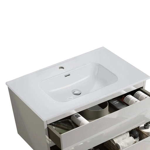 BB0936Y311, Integrated white ceramic basin, drain assembly NOT included Default -DTYStore