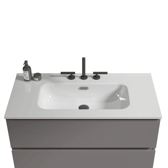 BB0936Y331, Integrated white ceramic basin, drain assembly NOT included Default -DTYStore