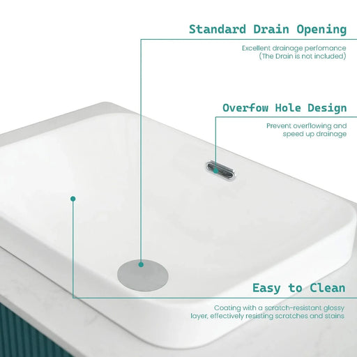 BB12-18-101, Integrated White Ceramic Basin, Drain NOTIncluded Default -DTYStore