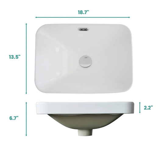 BB12-18-101, Integrated White Ceramic Basin, Drain NOTIncluded Default -DTYStore