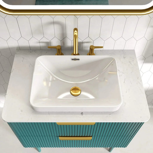 BB12-18-101, Integrated White Ceramic Basin, Drain NOTIncluded Default -DTYStore