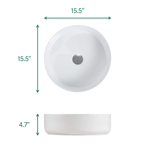 BB16-16A-101, Integrated White Ceramic Basin, Drain NOT Included Default -DTYStore