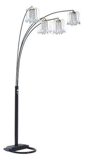 BLACK 4-HEAD CRYSTAL INSPIRED ARCH FLOOR LAMP Default -DTYStore