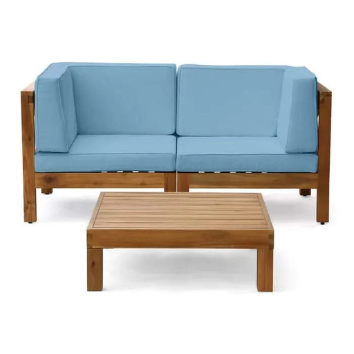 BRAVA X-BACK - 2 SEATER SECTIONAL LOVESEAT WITH COFFEE TABLE, BLUE Default -DTYStore