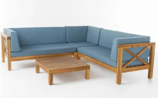 BRAVA X-BACK 4-PIECE SOFA SET, BLUE Default -DTYStore