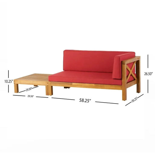 BRAVA X-BACK CORNER BENCH-R WITH COFFEE TABLE , RED Default -DTYStore