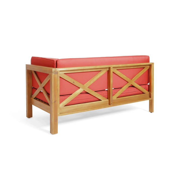 BRAVA X-BACK CORNER BENCH-R WITH COFFEE TABLE , RED Default -DTYStore