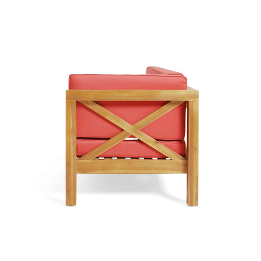BRAVA X-BACK CORNER BENCH-R WITH COFFEE TABLE , RED Default -DTYStore