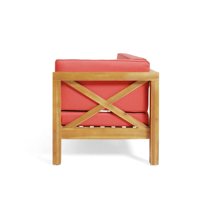 BRAVA X-BACK CORNER BENCH-R WITH COFFEE TABLE , RED Default -DTYStore